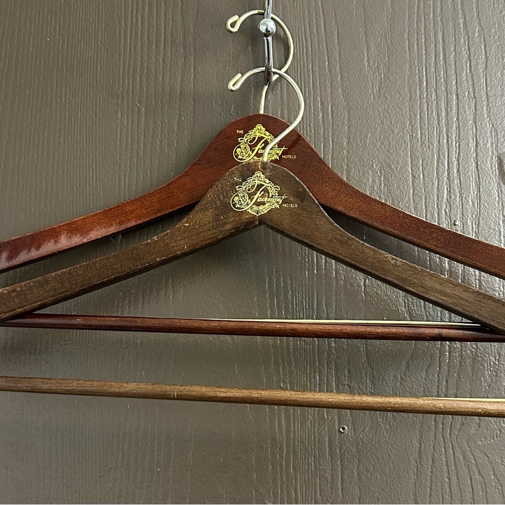 Vintage The Fairmont Hotels Lot of 2 17.25” Wooden Pant/Suit Hangers